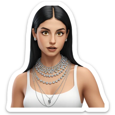 girl with black hair jewelry sticker