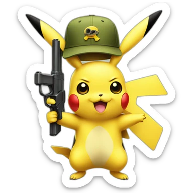Pikachu with guns sticker