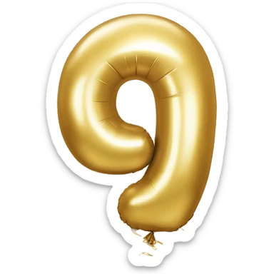 number five as a golden balloon sticker