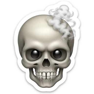 Make a skull emoji whose head is blasted off and smoke is coming from its head from inside sticker