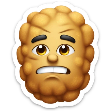 Tater tot with furrowed brow and a scowl sticker