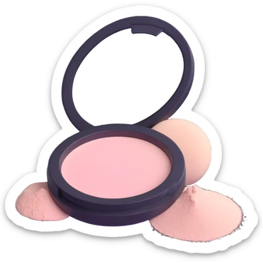 fluffy powder puff with loose makeup powder sticker