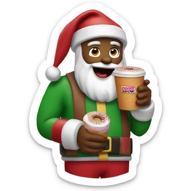 Santa drinking Dunkin’ Donuts sticker