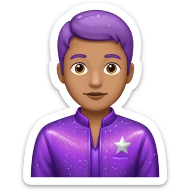 man supervisor wearing glitter purple glittery clothes sticker