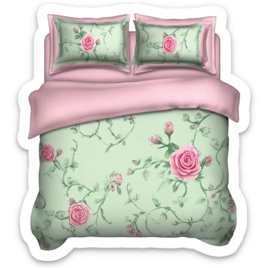 floral green and pink bedding sticker