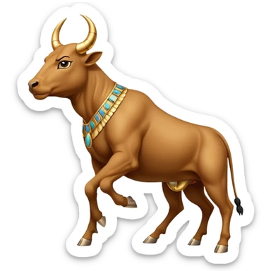 fullbody Egyptian human bull leaper, back view, in 'are you entertained' pose, without horns, with gold jewelry sticker