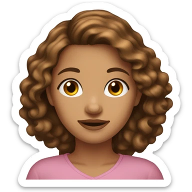 create a female with her hands her chin,wavy brown hair , big earrings and brown/ hazel brown eyes   sticker