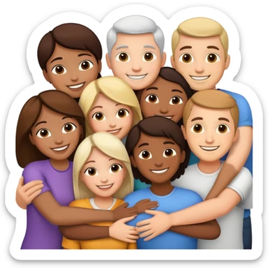 Group hug of diverse people sticker