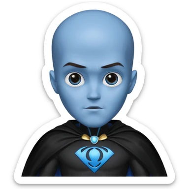 Megamind wearing his black cape sticker