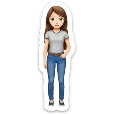 beautiful girl with long brown hair constructing new lounge room area with flat screen tv and couch sticker