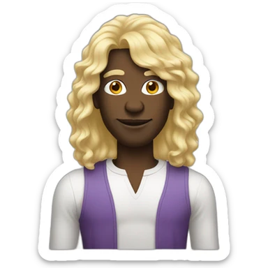 Black man in long blonde wig sticker