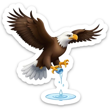 eagle drinking water sticker