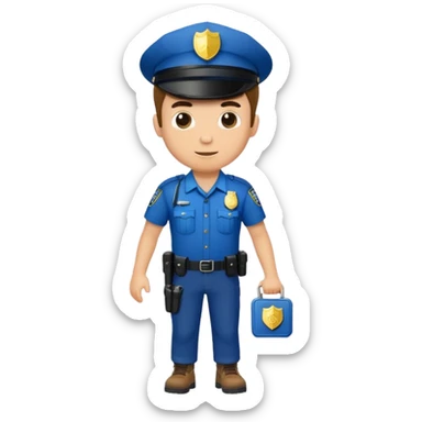 Adventurous man hiking with a police badge sticker