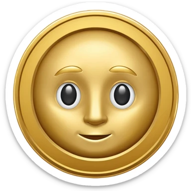 gold token emoji style with simple rim, mascot head only, minimal details, no shadows, centered, transparent background, slightly rounder face sticker