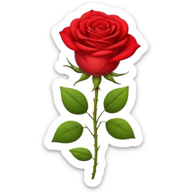 A charming emoji with a rose stem in the mouth and a red rose at the end of the stem sticker