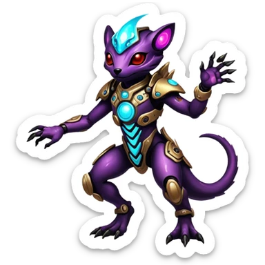 Epic Edgy Cute Colorful Vibrant Dark Nebula Modern Vernid-Protogen-creature-animal, full body sticker