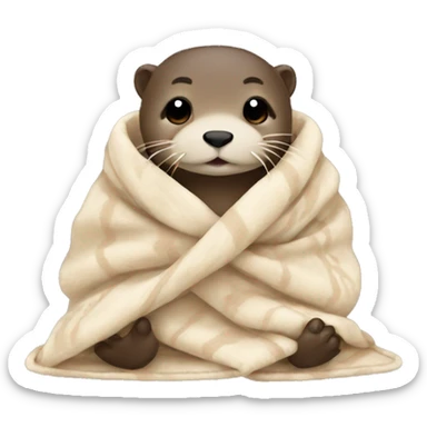 otter cozy in blanket sticker