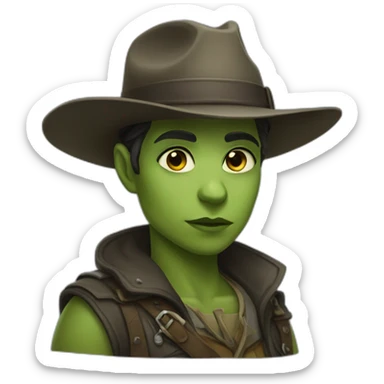 Non-binary half-orc ranger in fedora sticker