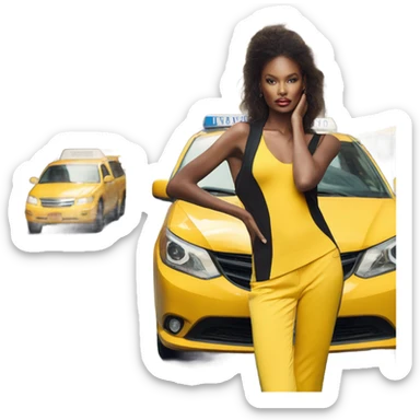 Photo of Victoria secret model posing by a taxi  sticker
