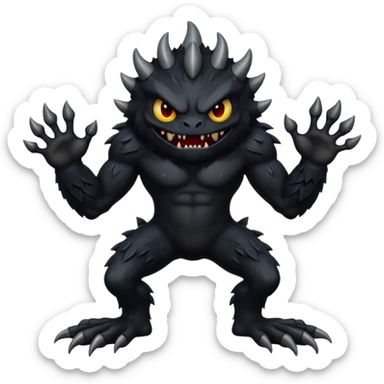 Scary, black monster with feet and arm sticker