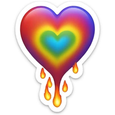 Rainbow heart burning sticker