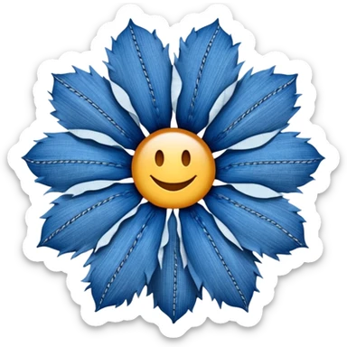 Denim flower   sticker