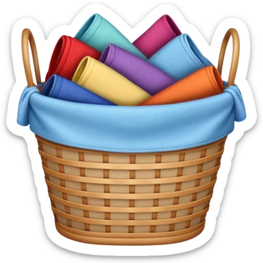 laundry basket with various colored fabrics visible sticker