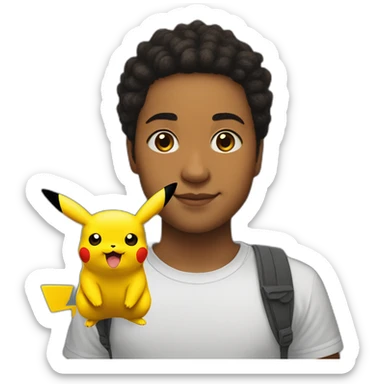 Pikachu sur l'épaule de sasha sticker