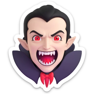 Vampire with sharp extended fangs sticker