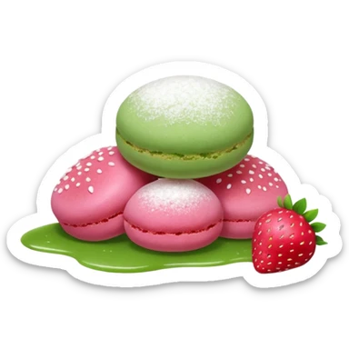 strawberry and matcha mochi sticker