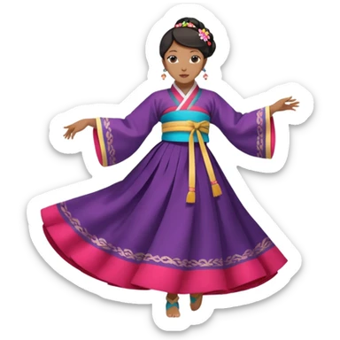 dancer silhouette in traditional Korean dress (hanbok) sticker