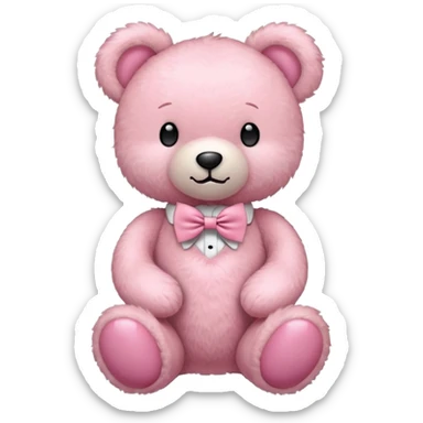 light pink teddy bear with pink bow tie sticker