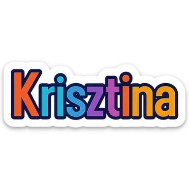 Krisztina name with colorful, varied gradient, modern font, dark outline, transparent background, in the style of sample images sticker