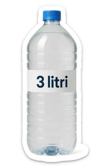 bottiglia di acqua con scritto 3 litri sticker