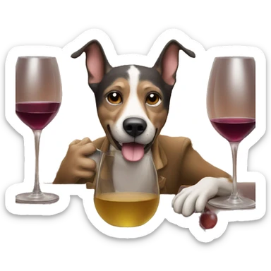Dog-man hybrid sipping wine sticker