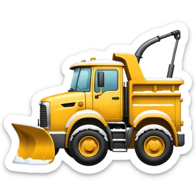 Snowplow truck yellow side view white driver sticker