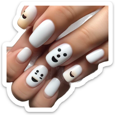 Cozy acryl nagels aan hand met heel hield ringen  sticker