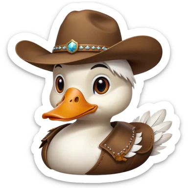 Duck bird wearing a cowboy hat sticker