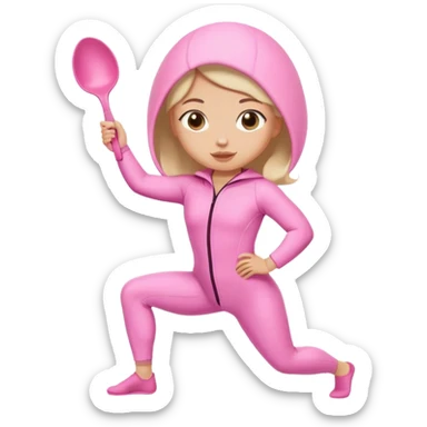 Girl going Pilates in pink spork suit sticker
