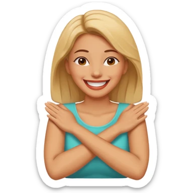 Arms crossed holding neck laughing woman sticker
