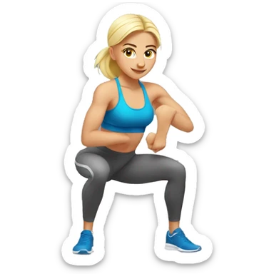 Blonde girl doing squat at gym sticker