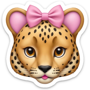 Cheetah  with a small pink bow on her ear￼ sticker