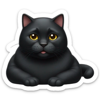 fat big black cat sticker