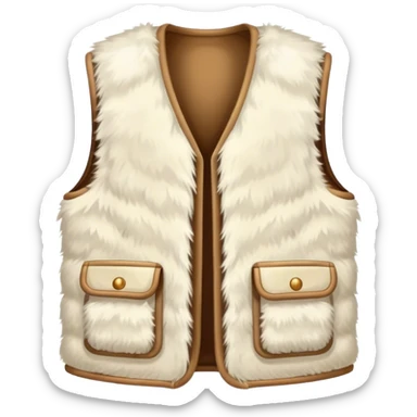 A plain, fluffy fur vest in near-white cream color without pockets sticker
