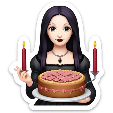 goth monalisa holding a SPAM MEAT  birthday cake  sticker