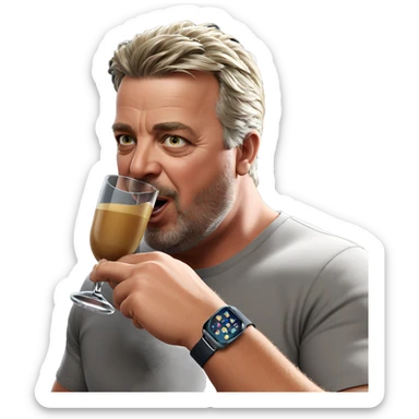 male enjoying drink indoors sticker