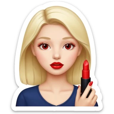girl putting lipstick sticker