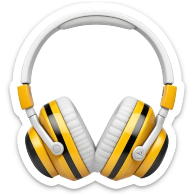 white jbl headphones with a honey bee sticker