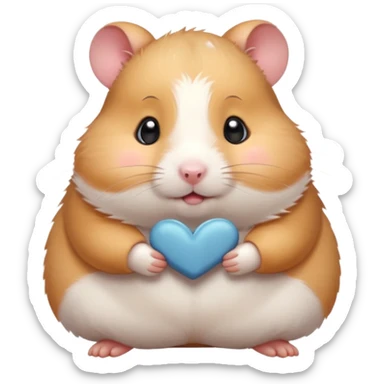 Cute chubby cartoon-style hamster blushing, shy expression. Painterly shading, white background, sticker-style illustration sticker