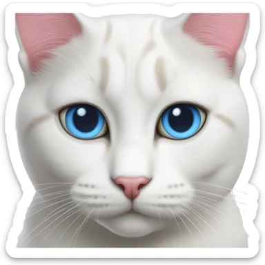 British cat white with blue eyes and pink nose sticker